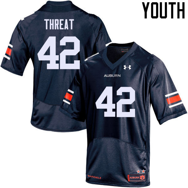 Auburn Tigers Youth Tre Threat #42 Navy Under Armour Stitched College NCAA Authentic Football Jersey LJK5174ED